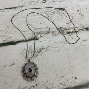Montana Plume Agate Pendant Necklace‎ 925 Silver Chain